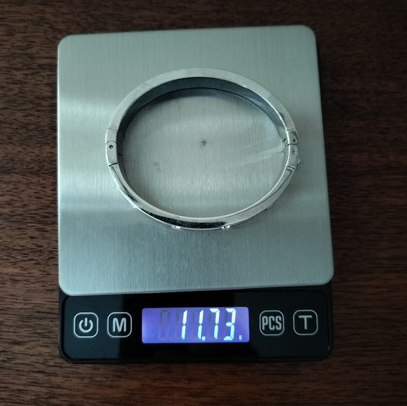 Fossil Iconic Stainless Steel Space Rhinestone Hinged Oval Bangle Bracelet Women - Picture 9 of 12